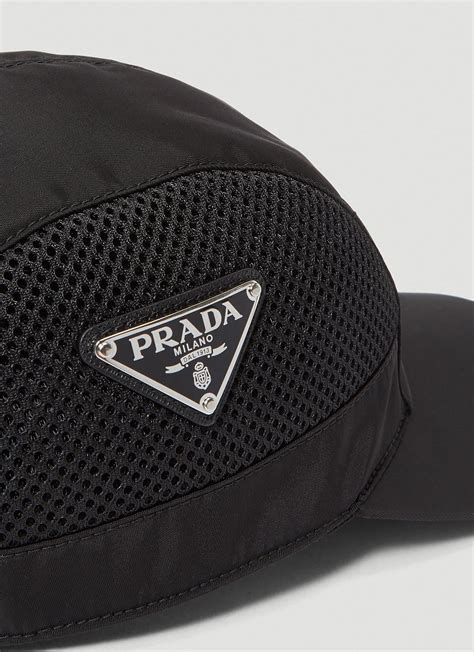 Prada Synthetic Mesh Panel Nylon Baseball Cap In Black For Men Lyst