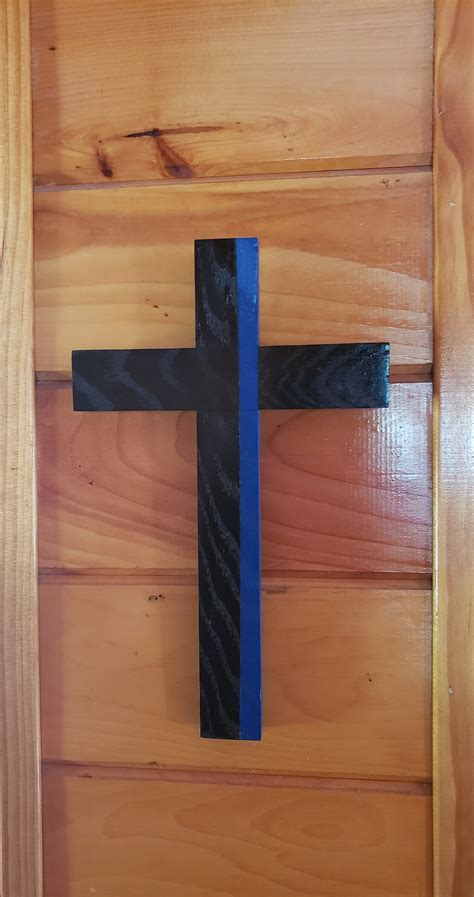 Thin Blue Line Cross Wooden Crosses Etsy