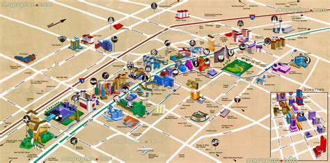 Las Vegas Location Map Strip Blvd Hotels And Birds Eye 3d Buildings