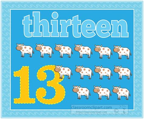 Counting Counting Numbers Thirteen Cows Classroom Clipart