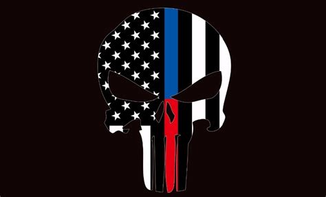 Blueline Punisher Skull Flag With Thin Blue Line 3x5ft Banner With Two