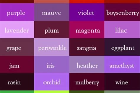Purple Inhaler Colors Chart Shades Of Purple And The Hex Codes By Raw