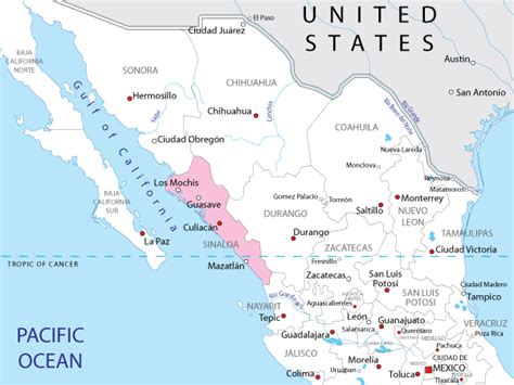 Map Of Sinaloa In Mexico