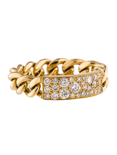 Christian Dior 18k Diamond Chain Ring Rings Chr64418 The Realreal