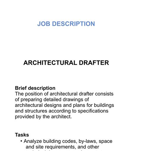 Architectural Drafter Job Description