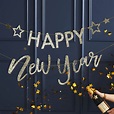 Gold Glitter Happy New Year Bunting Hanging Decoration By Ginger Ray ...