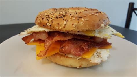 Bacon Egg And Cheese On Everything Bagel Homemade Rfood