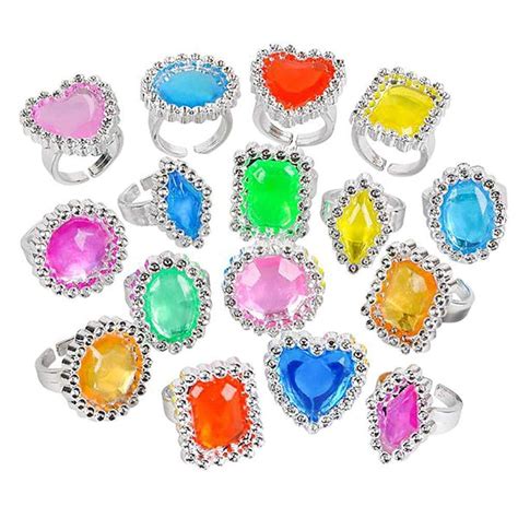 Kicko Powerful Plastic Jewel Ring 144 Pieces Plastic Gem Ring For