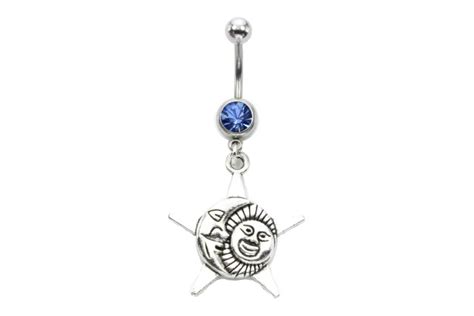Sun And Moon Dangle Drop Belly Ring Piercing Bohemian Navel Ring Piercing Hippie Body Jewelry