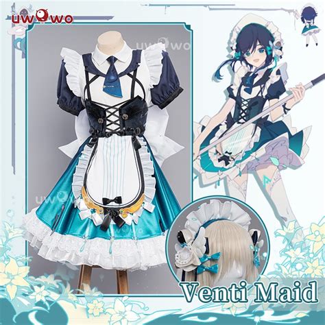 Uwowo Venti Cosplay Maid Costume Maid Outfit Game Genshin Impact Fanart