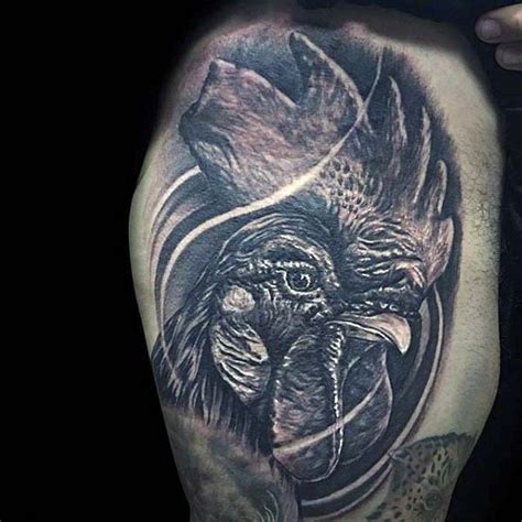 awesome real photo like black and white cock head tattoo on arm tattooimages