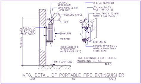 Portable Fire Extinguisher With Pipe Section View Dwg File Cadbull