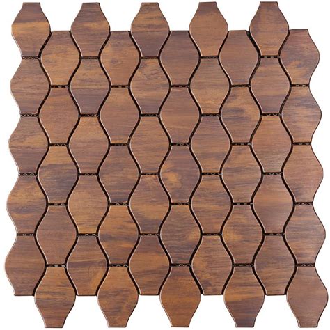 Leaf Shape Bronze Mosaic Tile For Wall Decoration Heng Xing