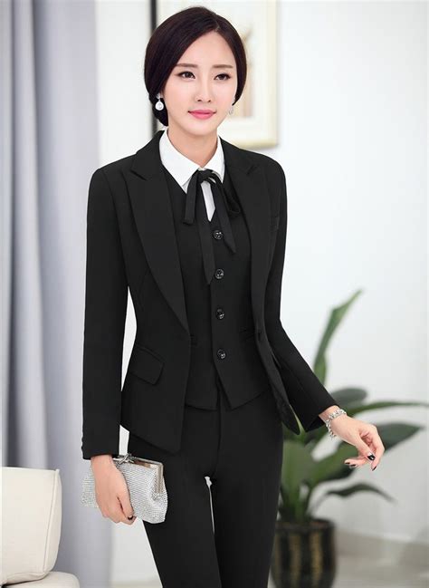 Black Piece Suits Women Business Suit Formal Female Office Uniform