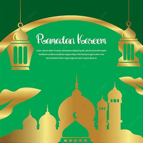 Background Ramadhan Dengan Siluet Garis Samping Hijau Emas Ramadan