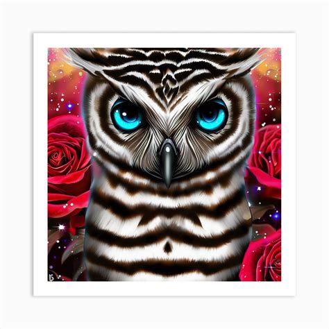 Owl With Blue Eyes 7 Art Print By Glossycreator Fy