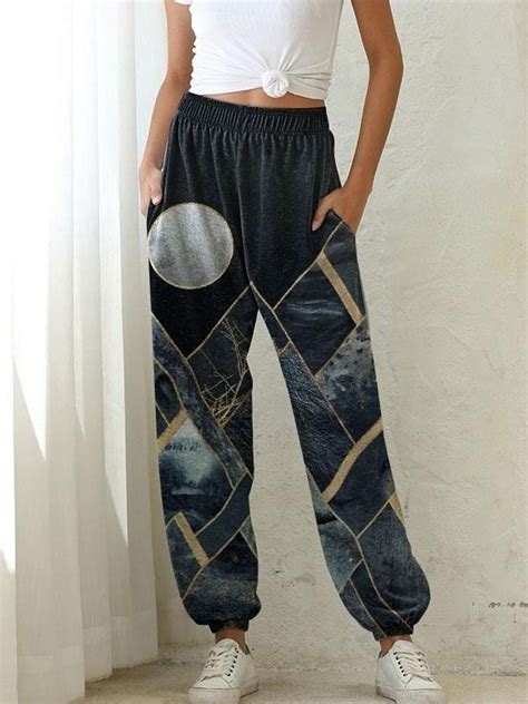 Womens Geometric Printed Casual Pants Azzlee