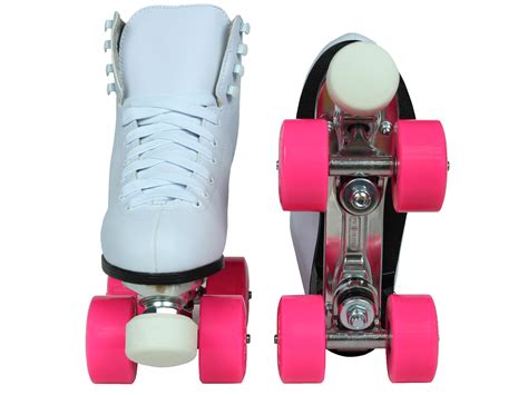 Epic Classic White And Pink Quad Roller Skates