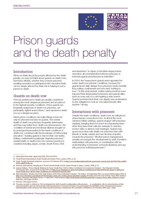 It breaks down complex information into a. Prison guards and the death penalty - Penal Reform ...