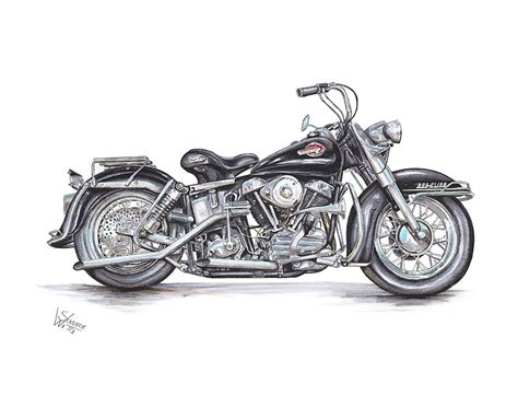 1959 Harley Davidson Panhead Drawing By Shannon Watts