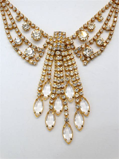 1960s Crystal And Rhinestone Bib Necklace For Sale At 1stdibs