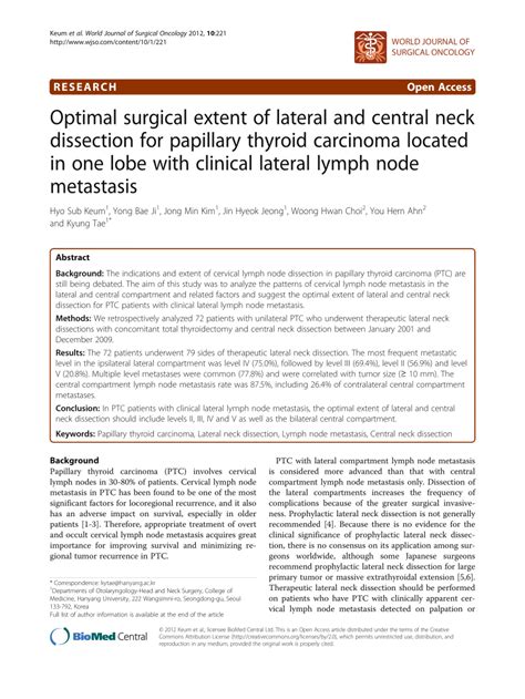 Pdf Optimal Surgical Extent Of Lateral And Central Neck Dissection