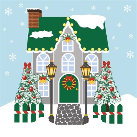 Best Christmas Lights House Illustrations Royalty Free Vector Graphics