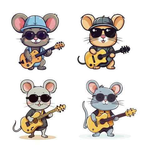 Premium Vector Cute Mouse Playing Guitar Cartoon Illustration