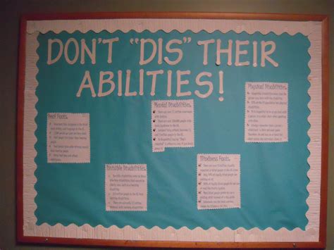Disabilities Awareness Board Put Ribbons And Facts About Disabilities