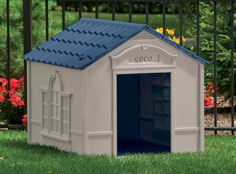 Deluxe Dog House In Taupe And Blue Log Cabin Dog House Wood Dog House