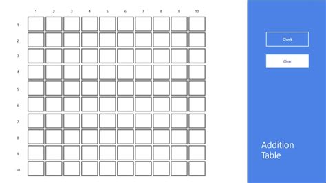 Addition Table Worksheet For Windows 8 And 81