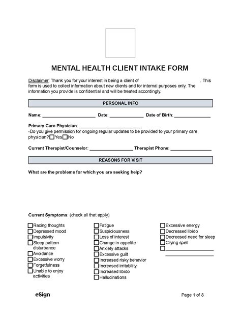 Free Mental Health Intake Form Pdf Word