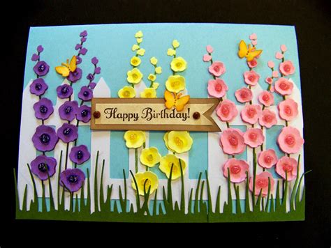 Ann Greenspans Crafts Hollyhocks Birthday Card