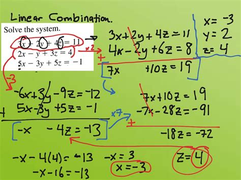 Alg2 System of Equations with Three Variables: Linear Combination