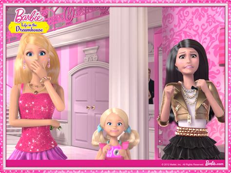 She lives in a large pink mansion called the dreamhouse along with her sisters skipper, stacie, chelsea, and their pets; Image - Barbie chelsea raquelle gasp.jpg | Everything ...