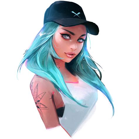 Girl Cartoon Drawing Colour Game Chick Cool Cap Gamer