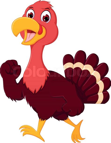 funny turkey cartoon walking with smiling | Stock vector | Colourbox