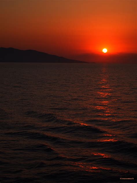 Sunset On The Aegean Sea Between Greece And Turkey Mediterranean
