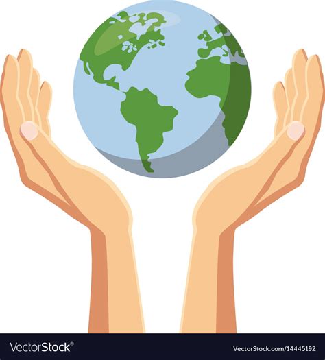 Hands Holding Globe Earth Icon Cartoon Style Vector Image