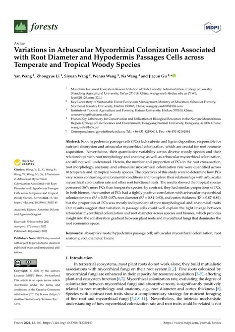 Pdf Variations In Arbuscular Mycorrhizal Colonization Associated With