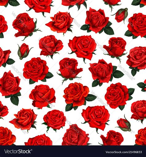 Red Rose Flower Seamless Pattern Background Design Beautiful Flower
