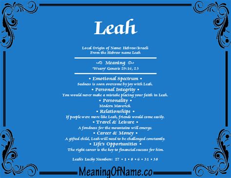 Leah Meaning Of Name