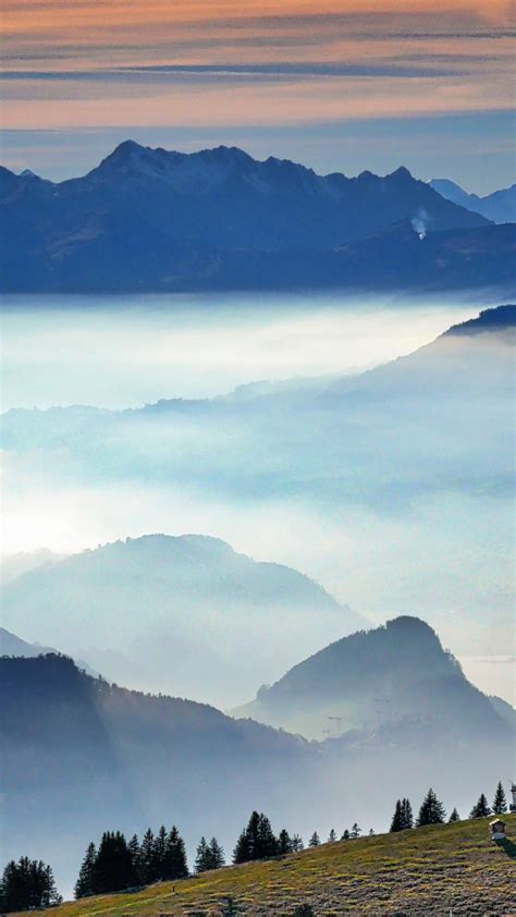Download Wallpaper 720x1280 Mist Landscape Fog Mountains Horizon