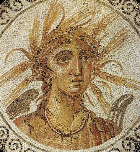 An Ancient Roman Mosaic With A Woman S Head