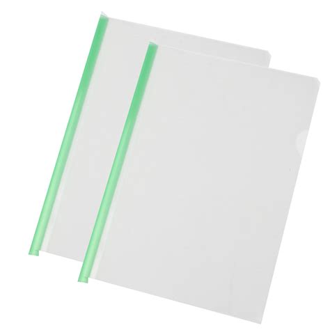Plastic Clear Sliding Green Bar File Folder For A4 Paper Reports 2 Pcs