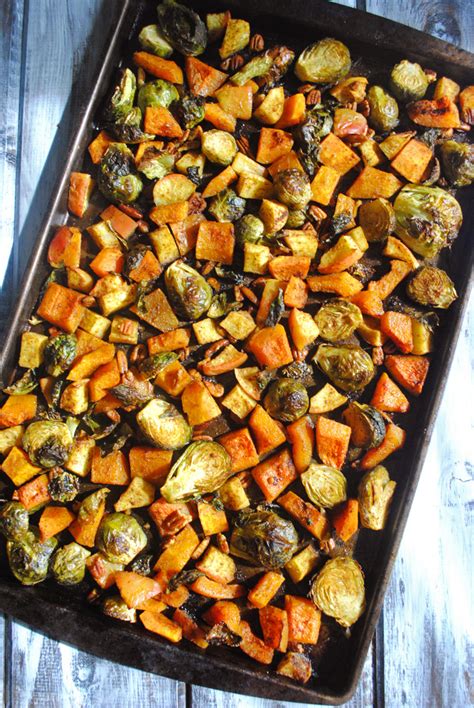 I think veggie christmas dinners should: Maple Curry Roasted Brussels Sprouts, Butternut Squash and ...
