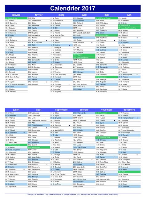 Calendrier 2017 Avec Jours Fériés à Imprimer Young Planneur