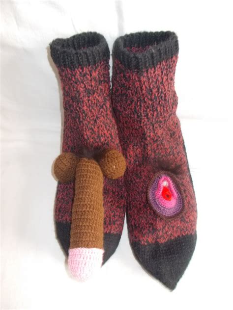 crochet penis socks sexy t bachelor groom knitted vagina etsy