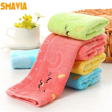 Smavia Cute Cat Printed Kidsandbaby Face Towel Super Soft Bamboo Fiber