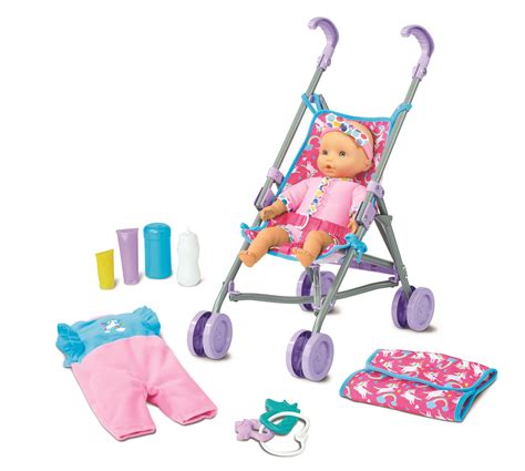 Kid Connection 10 Piece Baby Doll And Stroller Set 2 Skin Tone Options